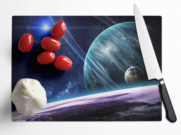 Stunning Planets In The Solar System Glass Chopping Board