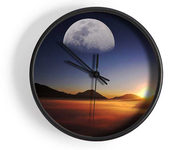 Moon Above The Mountain Sunset Clock - Wallart-Direct UK