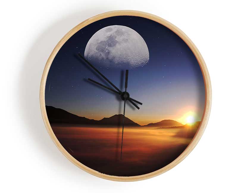 Moon Above The Mountain Sunset Clock - Wallart-Direct UK