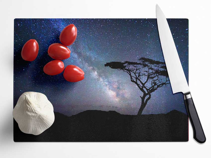 Stunning Star Night Sky Glass Chopping Board