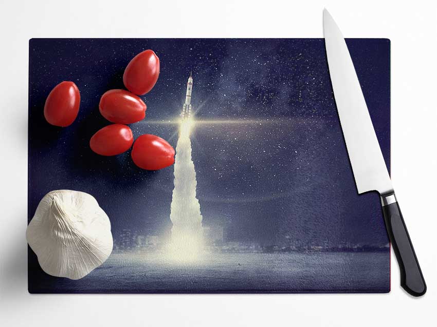 Rocket Skies Glass Chopping Board