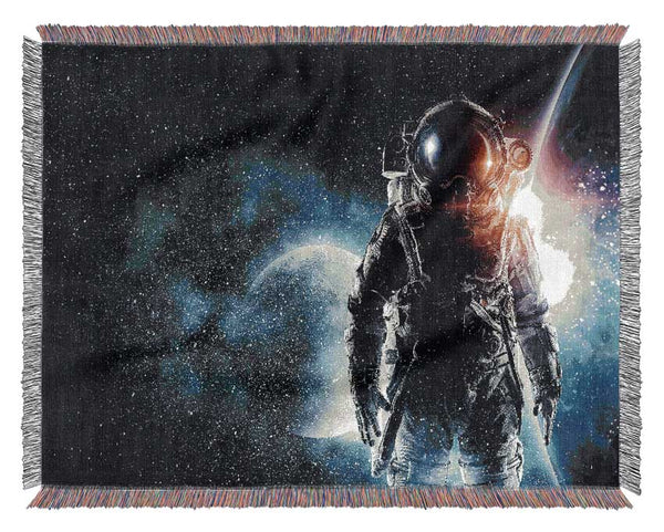 Stunning Astronaut Amongst The Stars Woven Blanket