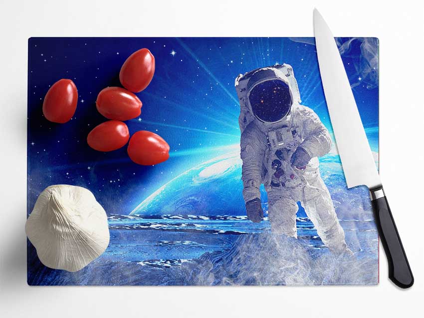 Astronaut Above Glass Chopping Board