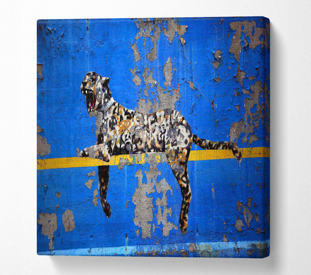 A Square Canvas Print Showing Blue Leopard Square Wall Art