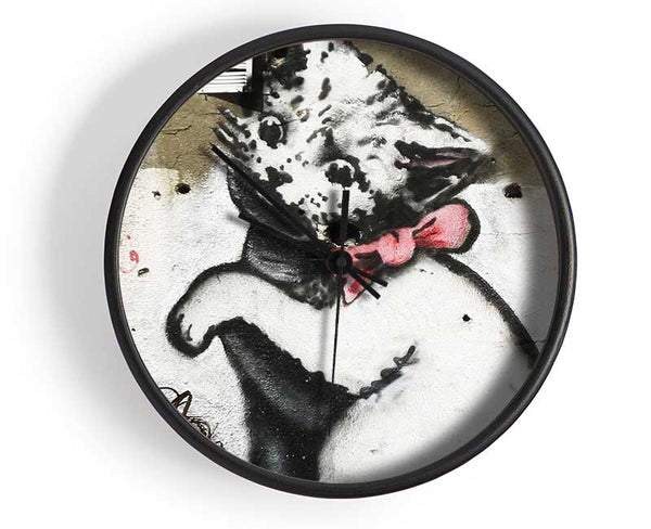 Cat Pink Bow Clock - Wallart-Direct UK