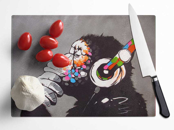 Chimp Headphones Thinking Glass Chopping Board