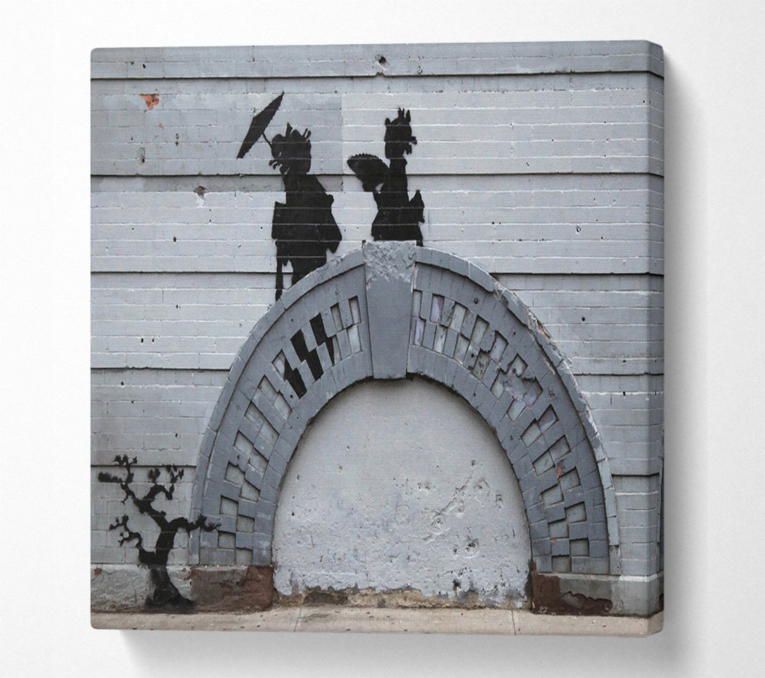 A Square Canvas Print Showing Geisha Bridge Square Wall Art