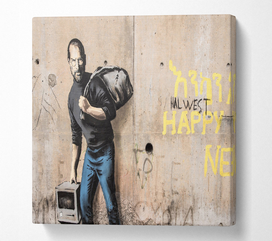 A Square Canvas Print Showing Steve Jobs imac Square Wall Art