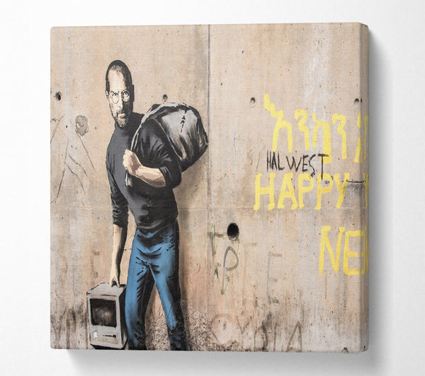 A Square Canvas Print Showing Steve Jobs imac Square Wall Art