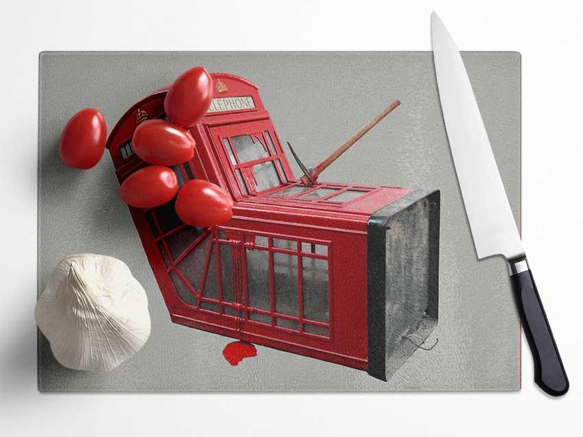 Telephone box Dismaland Glass Chopping Board