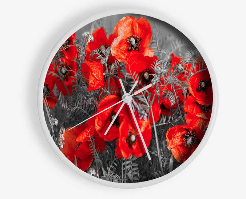 Red poppy closeup Clock - Wallart-Direct UK