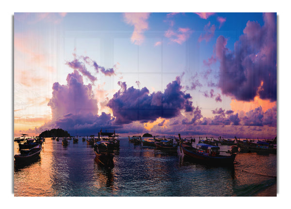 Purple clouds river