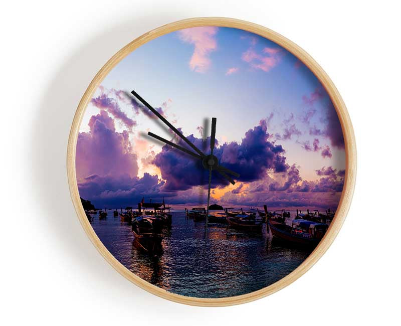 Purple clouds river Clock - Wallart-Direct UK