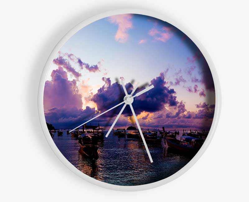 Purple clouds river Clock - Wallart-Direct UK