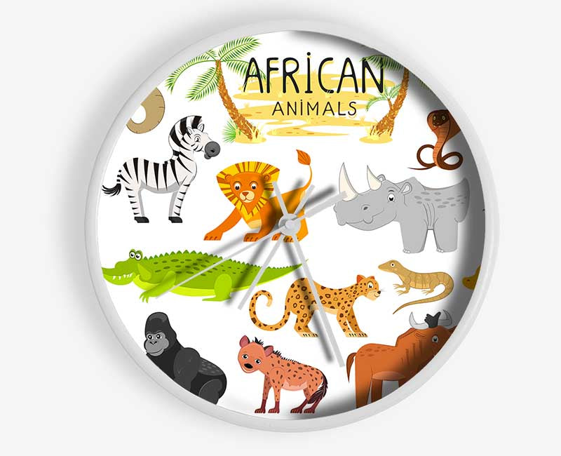 African animals cartoon Clock - Wallart-Direct UK