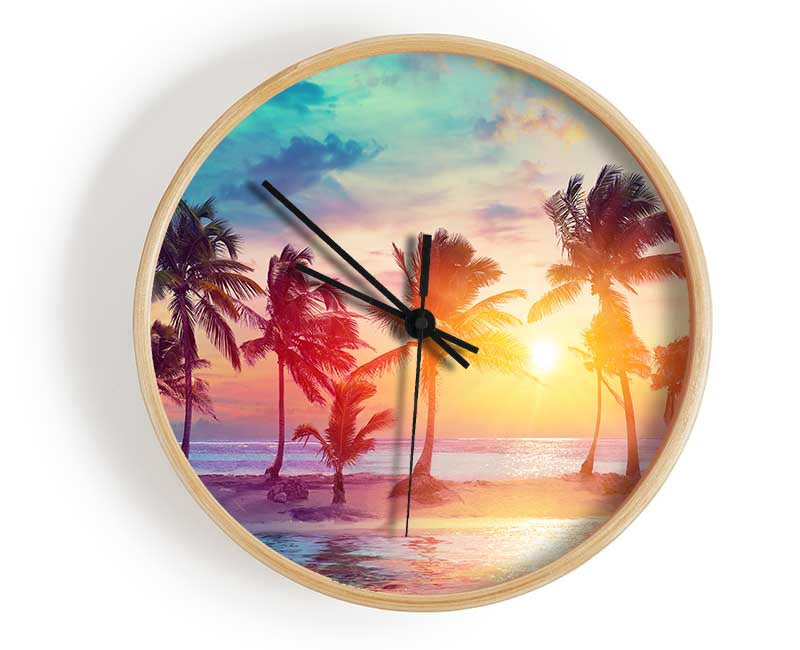 Hawaii Sunset sea Clock - Wallart-Direct UK