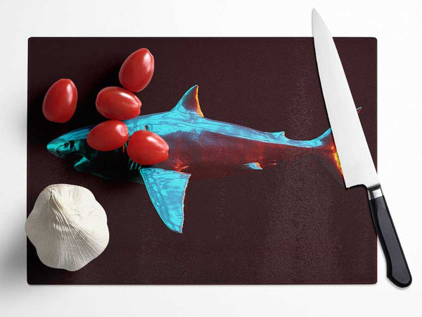 Blue shark in the deep sea Glass Chopping Board