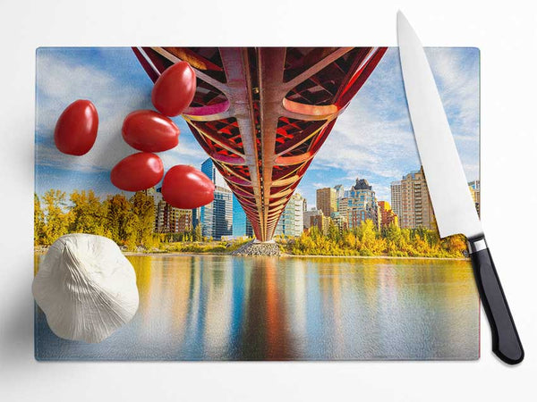 Bridge over the water city view Glass Chopping Board