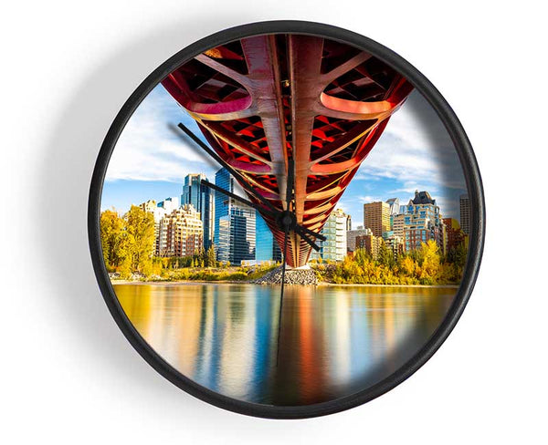 Bridge over the water city view Clock - Wallart-Direct UK