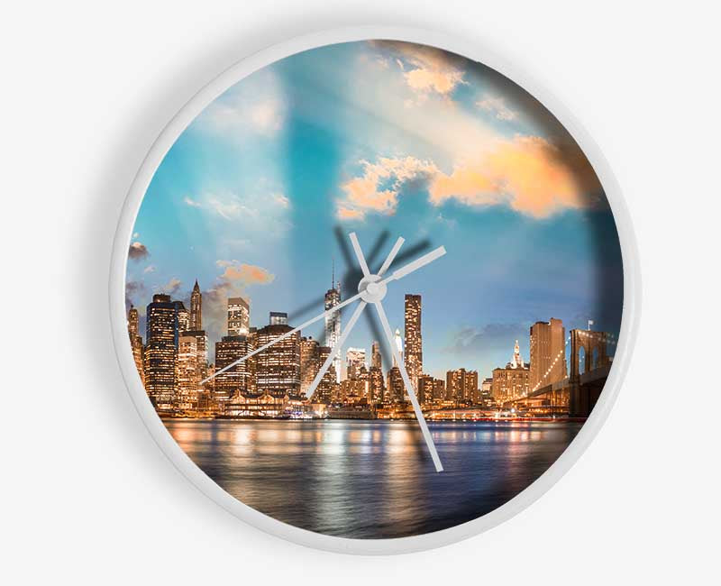 New york deep blue skies Clock - Wallart-Direct UK