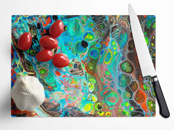 Neon Splash oil paints Glass Chopping Board