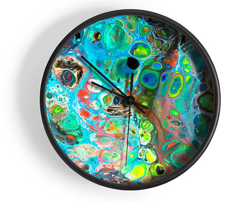 Neon Splash oil paints Clock - Wallart-Direct UK