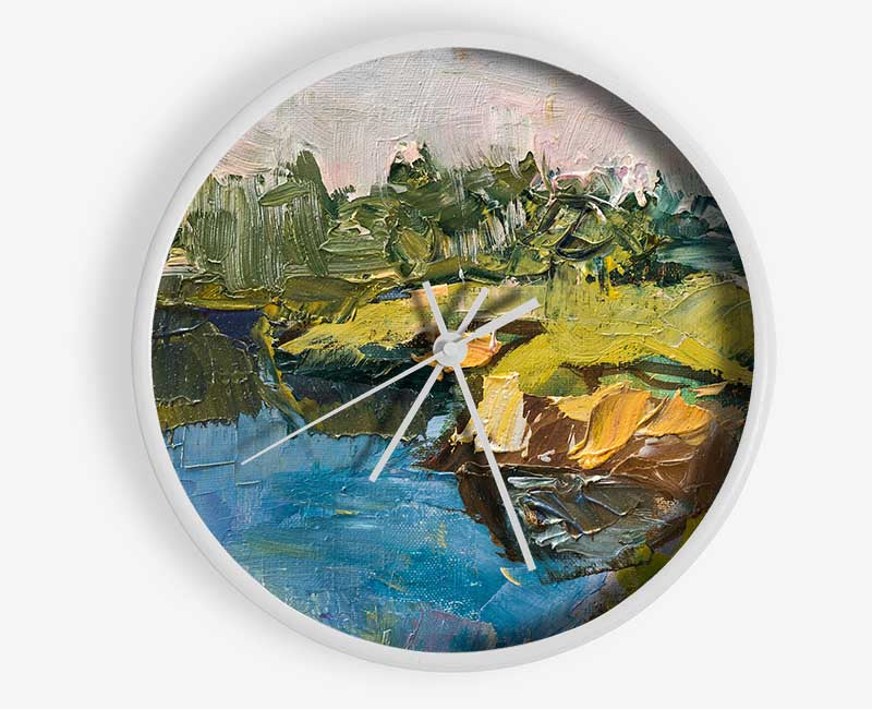 Acrylic on canvas paint strokes Clock - Wallart-Direct UK