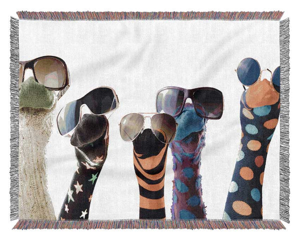 Sock Puppets with shades Woven Blanket