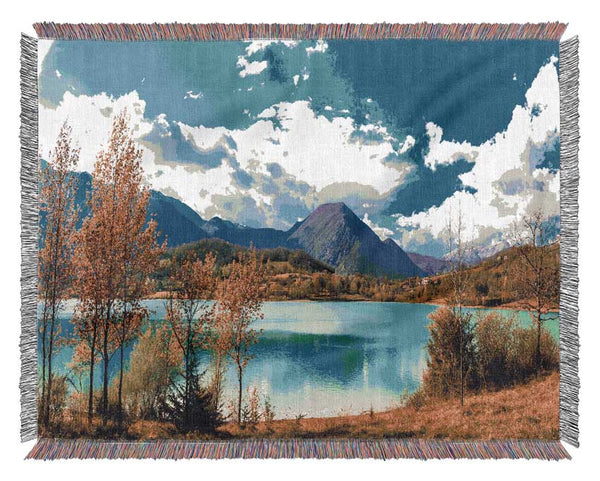 Blue Lagoon deep blue skies Woven Blanket