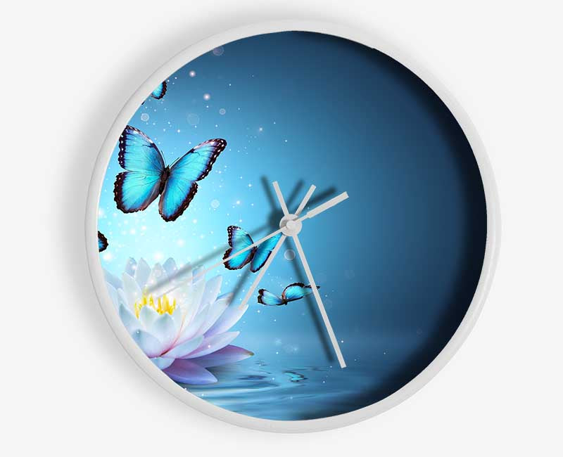 Butterflies above the lilly Clock - Wallart-Direct UK