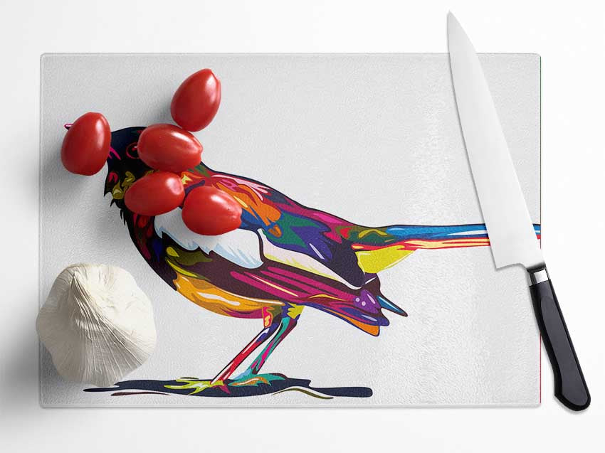 Colour splash blackbird Glass Chopping Board