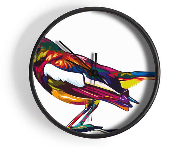 Colour splash blackbird Clock - Wallart-Direct UK