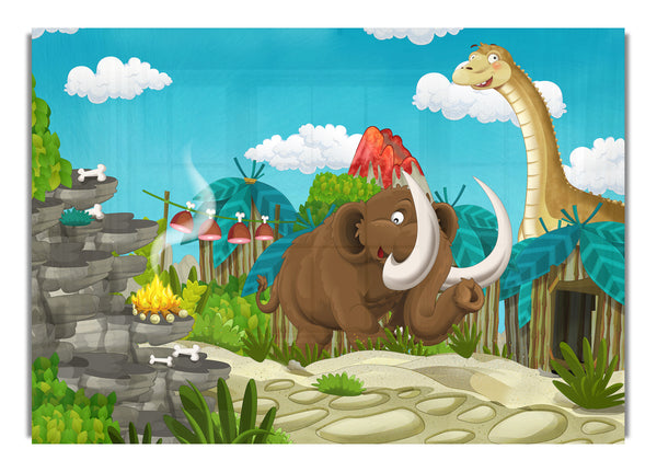 Mammoth and dinosaur