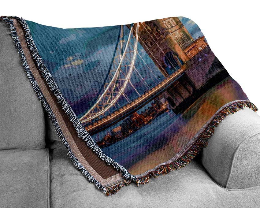 London Bridge at night Woven Blanket