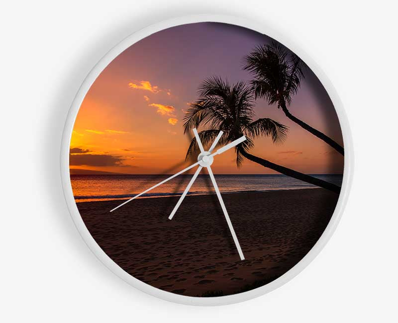 Two palm trees on the beach Clock - Wallart-Direct UK