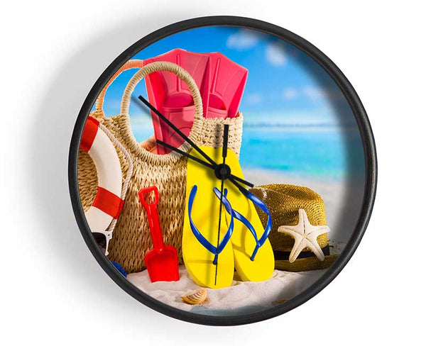 On the beach fun Clock - Wallart-Direct UK