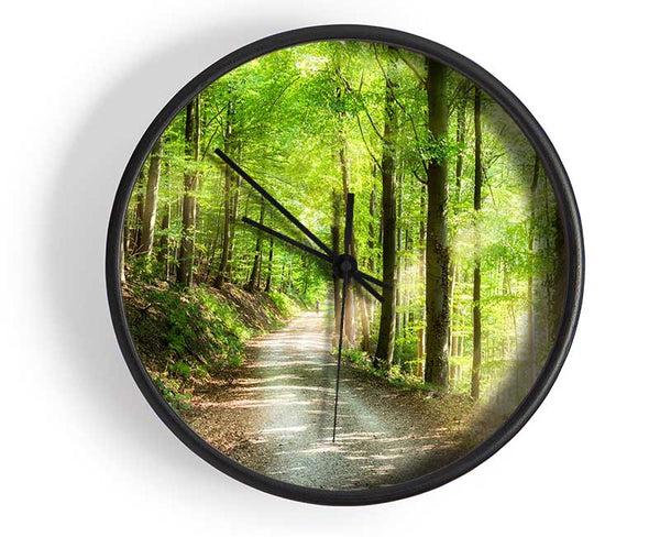 Green Forest Walkway trail Clock - Wallart-Direct UK