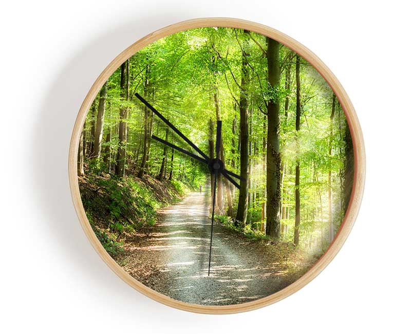 Green Forest Walkway trail Clock - Wallart-Direct UK