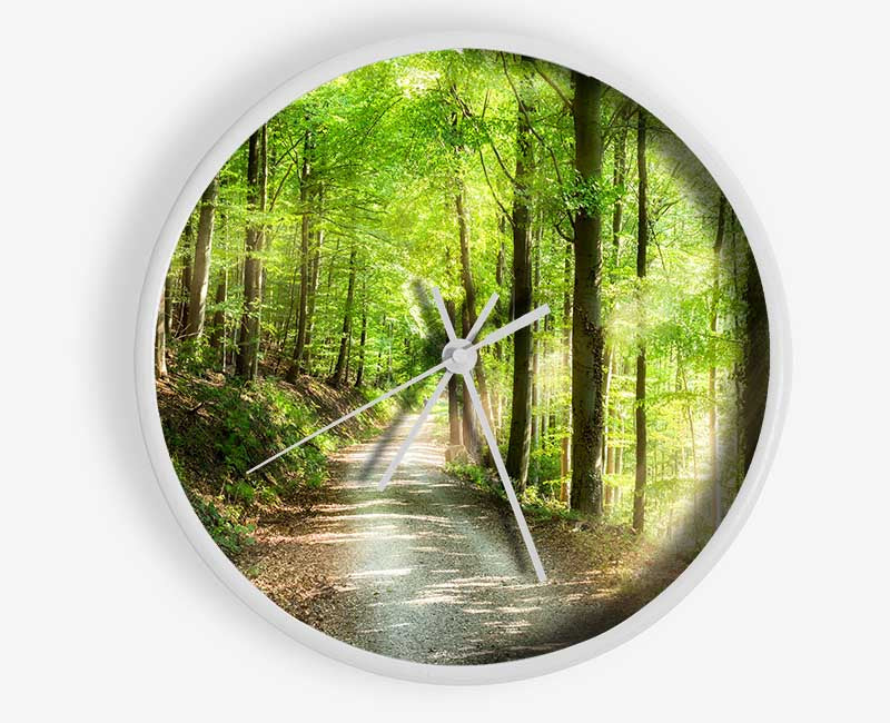 Green Forest Walkway trail Clock - Wallart-Direct UK