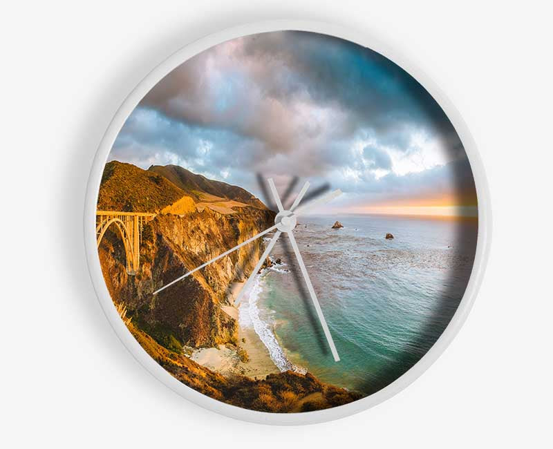 Bridge over the cliffs and cove Clock - Wallart-Direct UK