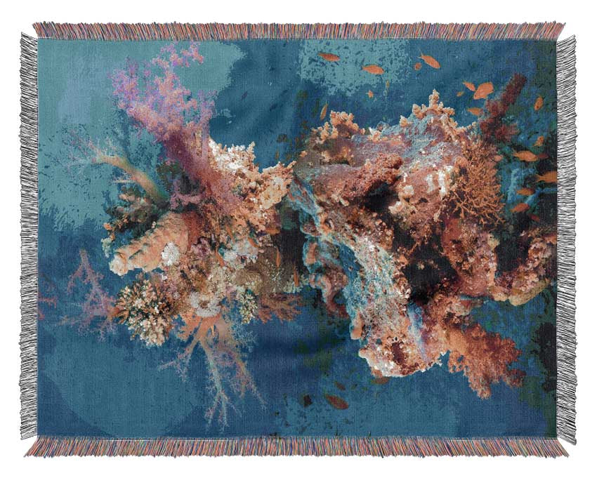 Coral reef habitat Woven Blanket