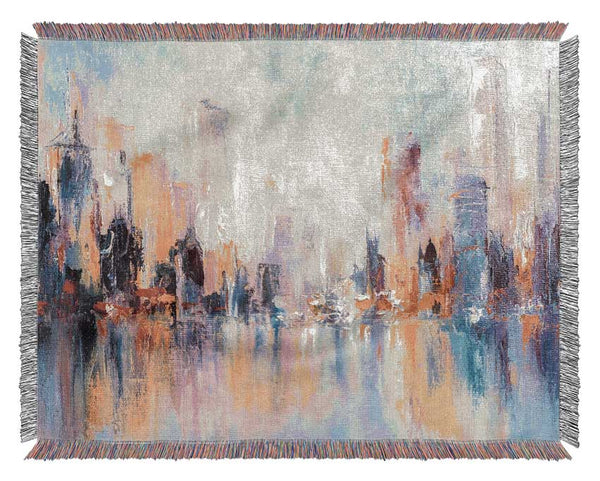 City in acrylic paints Woven Blanket