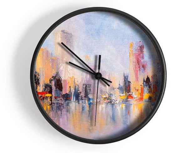 City in acrylic paints Clock - Wallart-Direct UK