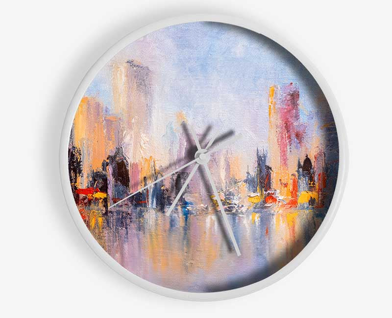 City in acrylic paints Clock - Wallart-Direct UK