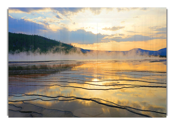 Frozen lake sunset