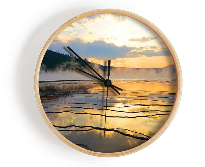 Frozen lake sunset Clock - Wallart-Direct UK