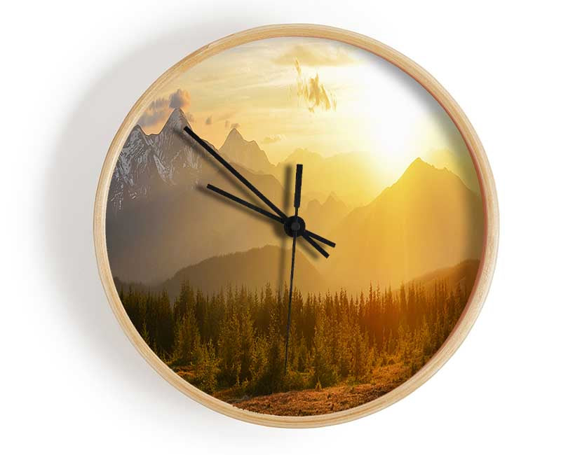 Tall mountains in the sunset Clock - Wallart-Direct UK