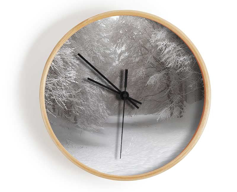 Grey snow forest Clock - Wallart-Direct UK