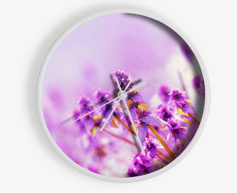 Lilac flowers in the mist Clock - Wallart-Direct UK