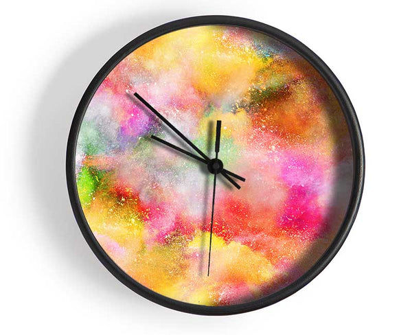 Clouds of rainbow powder Clock - Wallart-Direct UK